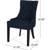 Christopher Knight Home Cheney Dining Chair, Textile, Navy Blue + Dark Brown