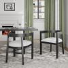 Christopher Knight Home Elev Set of 2 Fabric Upholstered Dining Chairs, Living Room Barrel Accent Chair Set, Round Backrest Dining Room Chair, Kitchen Island Extra Seat, Cream+Black