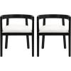 Christopher Knight Home Elev Set of 2 Fabric Upholstered Dining Chairs, Living Room Barrel Accent Chair Set, Round Backrest Dining Room Chair, Kitchen Island Extra Seat, Cream+Black