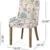 Christopher Knight Home Frances Dining Chair, 19.75 “W x 24.75 “D x 35 “H, Beige and Blue Floral + Natural Brown, Set of 4(Floral + Natural Brown/Set of 4)