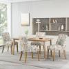 Christopher Knight Home Frances Dining Chair, 19.75 “W x 24.75 “D x 35 “H, Beige and Blue Floral + Natural Brown, Set of 4(Floral + Natural Brown/Set of 4)