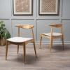 Christopher Knight Home Francie Fabric with Oak Finish Dining Chairs, 2-Pcs Set, Grey / Oak(Beige)