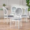 Christopher Knight Home Gabrielle Contemporary Velvet Dining Chairs (Set of 4), Light Gray, Gloss White