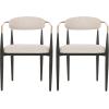 Christopher Knight Home Gertru Dining Chairs Set of 2, Stylish Upholstered Dining Room Chairs, Fabric Kitchen Chair with Gold Black Accent Iron Frame, Elegant Toothpick Design, Beige