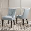 Christopher Knight Home Hayden Fabric Dining Chairs, 2-Pcs Set, Dark Teal(Light Sky + Dark Brown)