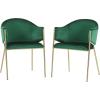 Christopher Knight Home Hillmon Velvet Upholstered Dining Chairs Set of 2, Iron Frame Dining Room Chair with Curved Backrest, Metal Kitchen Side Chair, Modern Living Room Accent Seat, Emerald+Gold(Emerald+gold)