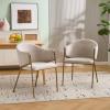 Christopher Knight Home Hillmon Velvet Upholstered Dining Chairs Set of 2, Iron Frame Dining Room Chair with Curved Backrest, Metal Kitchen Side Chair, Modern Living Room Accent Seat, Emerald+Gold(Light Camel)