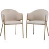 Christopher Knight Home Hillmon Velvet Upholstered Dining Chairs Set of 2, Iron Frame Dining Room Chair with Curved Backrest, Metal Kitchen Side Chair, Modern Living Room Accent Seat, Emerald+Gold(Light Camel)