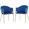 Christopher Knight Home Hillmon Velvet Upholstered Dining Chairs Set of 2, Iron Frame Dining Room Chair with Curved Backrest, Metal Kitchen Side Chair, Modern Living Room Accent Seat, Emerald+Gold(Navy Blue+gold)