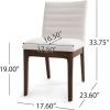 Christopher Knight Home Lancer Dining Chairs Set of 2, Wooden Kitchen Side Chair, Fabric Upholstered Accent Chair, Mid-Century Modern Armless Design with Channel Stitching, Light Beige and Walnut(Light Beige and Walnut)