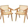 Christopher Knight Home Loftia Dining Chairs Set of 2, Rubberwood Dining Chair, Breathable Rattan Seat and Backrest, Wooden Legs Armchair for Dining Room Living Room Cafeteria, 300lbs 20.25″ Natural(Natural)