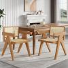 Christopher Knight Home Loftia Dining Chairs Set of 2, Rubberwood Dining Chair, Breathable Rattan Seat and Backrest, Wooden Legs Armchair for Dining Room Living Room Cafeteria, 300lbs 20.25″ Natural(Natural)
