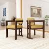 Christopher Knight Home Loftia Upholstery Seating Kitchen Chair, Curved Backrest Accent Dining Chair, Wood Frame Armchair, Dining Chairs Set of 2, Fabric Dining Chairs for Restaurant Cafeteria, Yellow(Yellow)