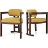 Christopher Knight Home Loftia Upholstery Seating Kitchen Chair, Curved Backrest Accent Dining Chair, Wood Frame Armchair, Dining Chairs Set of 2, Fabric Dining Chairs for Restaurant Cafeteria, Yellow(Yellow)