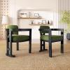Christopher Knight Home Loftia Upholstery Seating Kitchen Chair, Curved Backrest Accent Dining Chair, Wood Frame Armchair, Dining Chairs Set of 2, Fabric Dining Chairs for Restaurant Cafeteria, Yellow(Green)