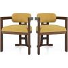 Christopher Knight Home Loftia Upholstery Seating Kitchen Chair, Curved Backrest Accent Dining Chair, Wood Frame Armchair, Dining Chairs Set of 2, Fabric Dining Chairs for Restaurant Cafeteria, Yellow(Yellow)