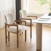 Christopher Knight Home Manila Dining Chairs Set of 2, Upholstered Armchair, Fabric Kitchen Chair, Curved Backrest Accent Chair, Rubberwood Frame, Dining Room Chair for Cafeteria Home, White+Nature(White+nature)