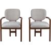 Christopher Knight Home Manila Dining Chairs Set of 2, Upholstered Armchair, Fabric Kitchen Chair, Curved Backrest Accent Chair, Rubberwood Frame, Dining Room Chair for Cafeteria Home, White+Nature(Beige+brown)