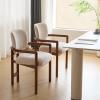 Christopher Knight Home Manila Dining Chairs Set of 2, Upholstered Armchair, Fabric Kitchen Chair, Curved Backrest Accent Chair, Rubberwood Frame, Dining Room Chair for Cafeteria Home, White+Nature(Beige+brown)