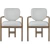 Christopher Knight Home Manila Dining Chairs Set of 2, Upholstered Armchair, Fabric Kitchen Chair, Curved Backrest Accent Chair, Rubberwood Frame, Dining Room Chair for Cafeteria Home, White+Nature(White+nature)