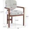 Christopher Knight Home Manila Dining Chairs Set of 2, Upholstered Armchair, Fabric Kitchen Chair, Curved Backrest Accent Chair, Rubberwood Frame, Dining Room Chair for Cafeteria Home, White+Nature(Beige+brown)
