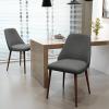 Christopher Knight Home Marlee Mid-Century Fabric Dining Chairs with Dark Walnut Wood Finished Legs, 2-Pcs Set, Light Grey