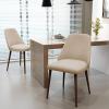 Christopher Knight Home Marlee Mid-Century Fabric Dining Chairs with Dark Walnut Wood Finished Legs, 2-Pcs Set, Wheat