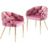 Christopher Knight Home Middlemist Barrel Accent Chair, Luxury Velvet Armchair, Modern Upholstered Chair with Gold Legs, Knitting Process for Living Room Home Rest Home Office, Blue(Pink(set of 2))