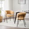 Christopher Knight Home Nest Dining Chairs Set of 2, Upholstered Kitchen Chair, Accent Dining Chair, Curved Backrest Armchair, Durable Metal Frame Dining Chair for Dining Room Kitchen Cafe, Yellow(Yellow)