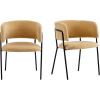 Christopher Knight Home Nest Dining Chairs Set of 2, Upholstered Kitchen Chair, Accent Dining Chair, Curved Backrest Armchair, Durable Metal Frame Dining Chair for Dining Room Kitchen Cafe, Yellow(Yellow)