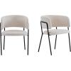 Christopher Knight Home Nest Dining Chairs Set of 2, Upholstered Kitchen Chair, Accent Dining Chair, Curved Backrest Armchair, Durable Metal Frame Dining Chair for Dining Room Kitchen Cafe, Yellow(Beige)
