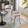 Christopher Knight Home Nest Dining Chairs Set of 2, Upholstered Kitchen Chair, Accent Dining Chair, Curved Backrest Armchair, Durable Metal Frame Dining Chair for Dining Room Kitchen Cafe, Yellow(Beige)