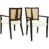 Christopher Knight Home Oliviel Dining Chair Set of 2, Upholstered Fabric Armchairs, Farmhouse Accent Dining Chairs, Comfy Seating Kitchen Side Chair Set, Wood Rattan Backrest, Light Ash+Beige(Dark Brown+beige)