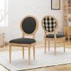 Christopher Knight Home Reed Upholstered Farmhouse Dining Chairs, (Set of 2), Dark Gray + Black Checkerboard + Natural