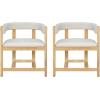Christopher Knight Home Set of 2 Arley Modern Fabric Upholstered Dining Armchair, Sturdy Wooden Kitchen Side Chair with Ergonomic Backrest and Footrest, Soft Padded Barrel Accent Chair, Beige+Walnut(Beige+natural)