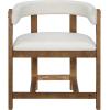 Christopher Knight Home Set of 2 Arley Modern Fabric Upholstered Dining Armchair, Sturdy Wooden Kitchen Side Chair with Ergonomic Backrest and Footrest, Soft Padded Barrel Accent Chair, Beige+Walnut(Beige+walnut)