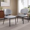 Christopher Knight Home Set of 2 Cedar Faux Leather Upholstered Dining Chairs, PU Side Chair for Dining Room, Kitchen, Metal Frame Armless Chair, Crescent-Shaped Backrest, Soft Padded Seat, Black+Gray(Black+gray)