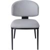 Christopher Knight Home Set of 2 Cedar Faux Leather Upholstered Dining Chairs, PU Side Chair for Dining Room, Kitchen, Metal Frame Armless Chair, Crescent-Shaped Backrest, Soft Padded Seat, Black+Gray(Black+gray)