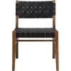 Christopher Knight Home Set of 2 Indoor Rubberwood Frame Armless Dining Chairs, Seating and Backrest with Rope Weave by PU/Faux Leather, for Dining Room Kitchen, Restaurant, Party, Walnut and Black(Walnut+black)