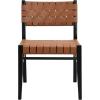 Christopher Knight Home Set of 2 Indoor Rubberwood Frame Armless Dining Chairs, Seating and Backrest with Rope Weave by PU/Faux Leather, for Dining Room Kitchen, Restaurant, Party, Walnut and Black(Black+brown)