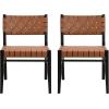 Christopher Knight Home Set of 2 Indoor Rubberwood Frame Armless Dining Chairs, Seating and Backrest with Rope Weave by PU/Faux Leather, for Dining Room Kitchen, Restaurant, Party, Walnut and Black(Black+brown)