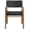 Christopher Knight Home Set of 2 Indoor Rubberwood Frame Dining Chairs, Armrest, Armchairs, Seating and Backrest with Rope Weave by PU/Faux Leather, for Dining Room, Kitchen, Restaurant, Walnut+Black