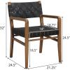 Christopher Knight Home Set of 2 Indoor Rubberwood Frame Dining Chairs, Armrest, Armchairs, Seating and Backrest with Rope Weave by PU/Faux Leather, for Dining Room, Kitchen, Restaurant, Walnut+Black