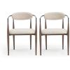 Christopher Knight Home Set of 2 Jetson Modern Curved Open Backrest Fabric Upholstered Dining Chairs, Side Chair for Dining Room/Kitchen, Iron Toothpick Frame, Golden Amrest, White Beige+Gold(Beige+black)
