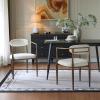 Christopher Knight Home Set of 2 Jetson Modern Curved Open Backrest Fabric Upholstered Dining Chairs, Side Chair for Dining Room/Kitchen, Iron Toothpick Frame, Golden Amrest, White Beige+Gold(White Beige+gold)