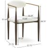 Christopher Knight Home Set of 2 Jetson Modern Curved Open Backrest Fabric Upholstered Dining Chairs, Side Chair for Dining Room/Kitchen, Iron Toothpick Frame, Golden Amrest, White Beige+Gold(White Beige+gold)