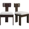 Christopher Knight Home Set of 2 Patti Modern Minimalist Fabric Upholstered Dining Chairs, Rubberwood Kitchen Side Chair, Living Room Accent Armless Chair with Soft Padded Seat, Light Brown+Beige(Dark Brown+grey)