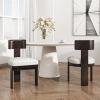Christopher Knight Home Set of 2 Patti Modern Minimalist Fabric Upholstered Dining Chairs, Rubberwood Kitchen Side Chair, Living Room Accent Armless Chair with Soft Padded Seat, Light Brown+Beige(Dark Brown+grey)