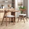 Christopher Knight Home Stocker Upholstered Dining Chairs – Light Beige/Walnut (Set of 2)(Light Beige + Walnut)