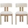 Christopher Knight Home Upholstered Dining Chairs Set of 2,Armless Kitchen Dining Room Chairs with H Shape Metal Legs, Curved Backrest Kitchen Furniture,Beige+Natural(Beige + Natural)